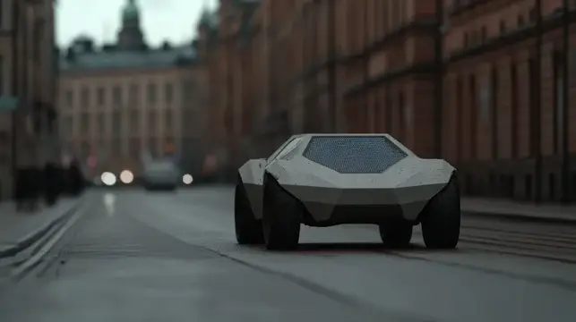 3D-рендер футуристичного автомобиля на пустынной городской улице