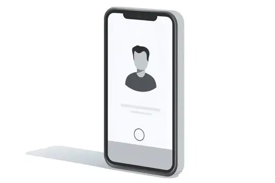 3D-рендер смартфона с профилем пользователя на экране
