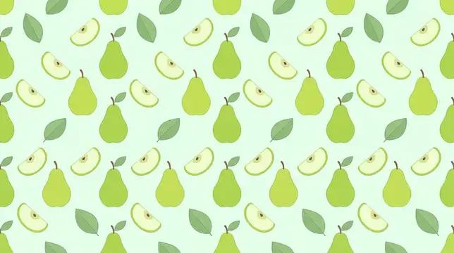 Иллюстрация с узором из зеленых груш и долек на светлом фоне