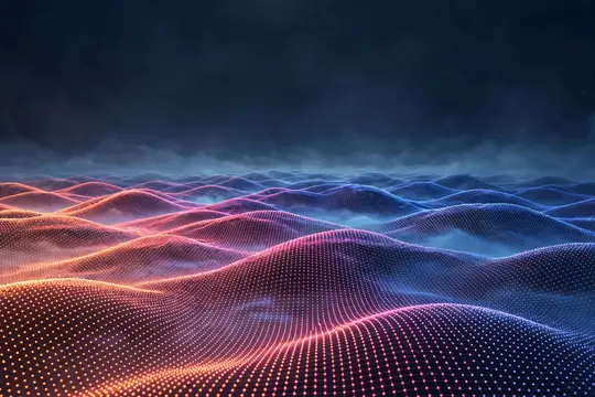 Абстрактный 3D-рендер светящихся волн из точек