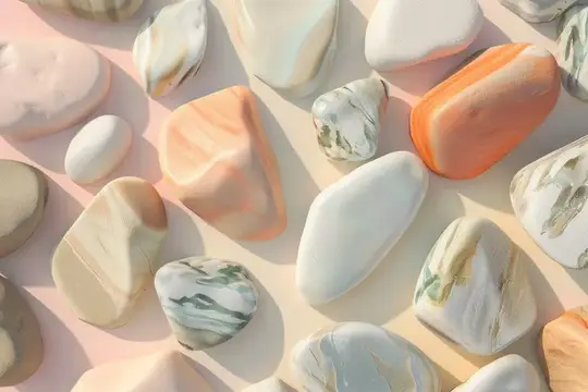 3D-рендер разноцветных гладких камней на песке