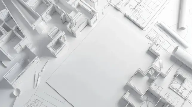 3D-рендер белого макета квартиры с планом помещений