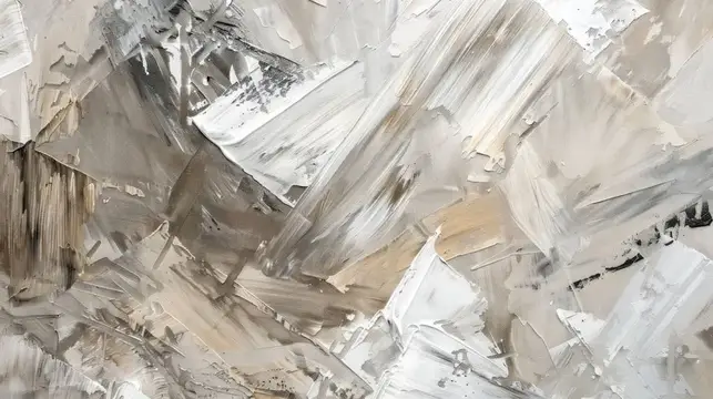 Абстрактная картина маслом с крупными мазками в бежевых тонах