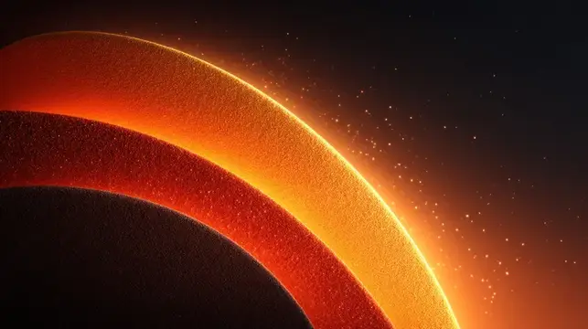 Абстрактный 3D-рендер с раскалёнными оранжевыми дугами на тёмном фоне