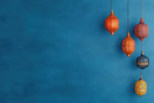 Восточные фонари на синем фоне