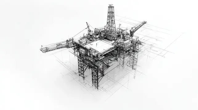 Карандашный набросок морской нефтяной платформы