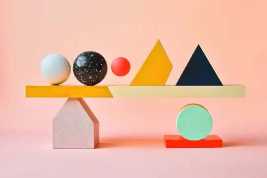 3D-рендер с абстрактными геометрическими фигурами на качелях