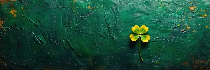 Четырёхлистный клевер на фактурном зелёном фоне