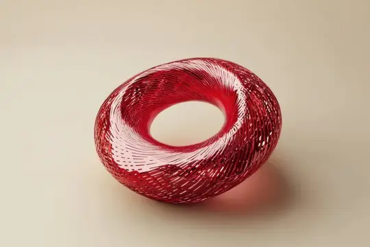 3D-рендер красного глянцевого кольца на бежевом фоне