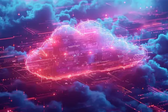 3D-рендер светящегося облака над футуристическим городом