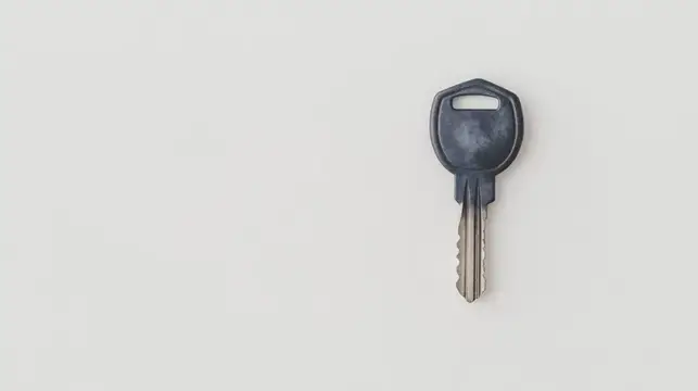 Один металлический ключ лежит на светлом фоне