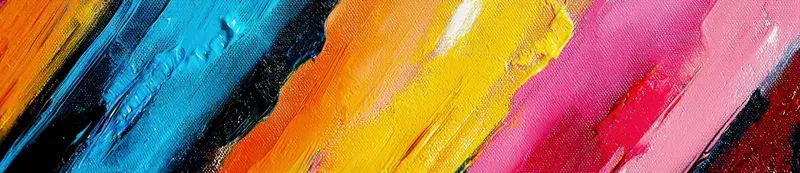 Яркая и динамичная абстрактная работа, демонстрирующая красочные мазки кисти синего, желтого, розового и красного цветов, идеально подходит для того, чтобы оживить любое пространство