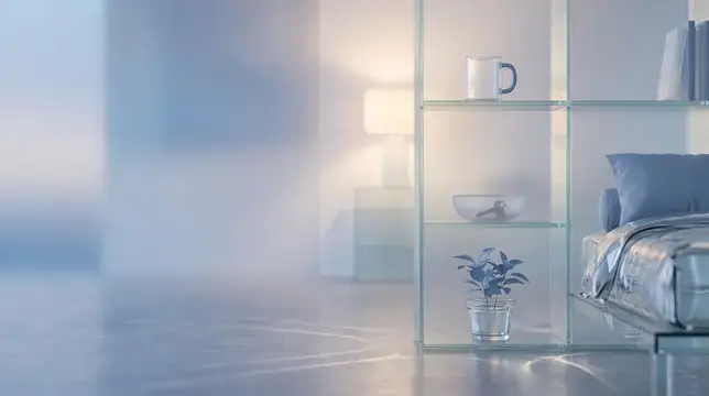 Прозрачные стеклянные 3D-символы интерьера, отражающие независимую жизнь и вечерние ритуалы