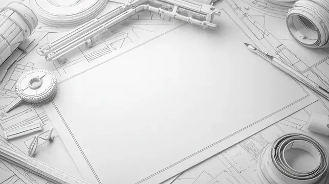 3D-рендер чертёжного стола с инструментами и пустым листом