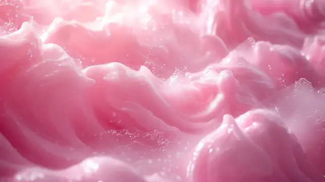 3D-рендер розовых волнистых масс с блестящими пузырьками