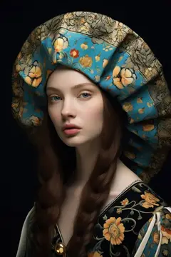 Портрет красивой женщины с макияжем, в платье, с красными волосами