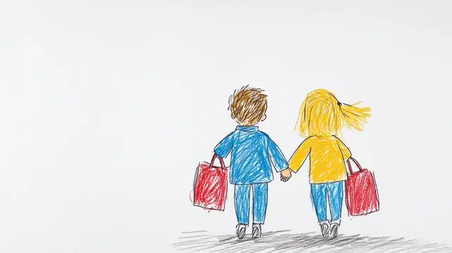 Яркая, игривая иллюстрация с мягкими линиями и яркими цветами, передающая дружбу, любопытство и беззаботные повседневные моменты в жизнерадостном настроении