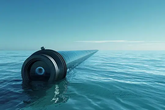 3D-рендер огромной трубы, плывущей по морю