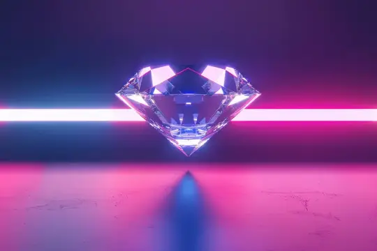 3D-рендер сияющего бриллианта в неоновом свете