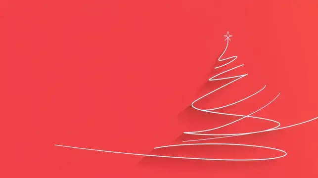 Иллюстрация с белой линией ёлки на красном фоне