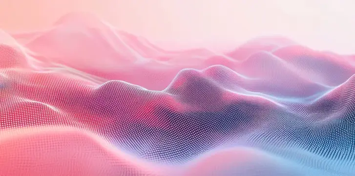 Абстрактные розово-синие волны из точек в 3D