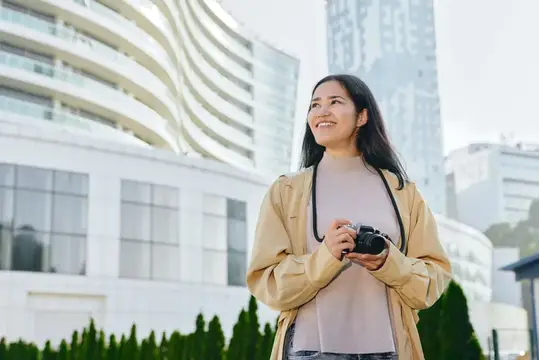 Камера, фотография, улица, город, повседневность, шик