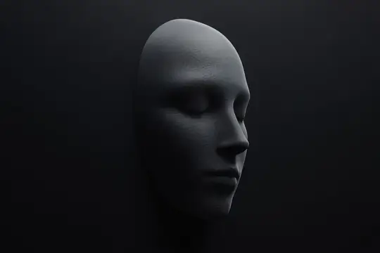 3D-рендер белой маски на чёрном фоне