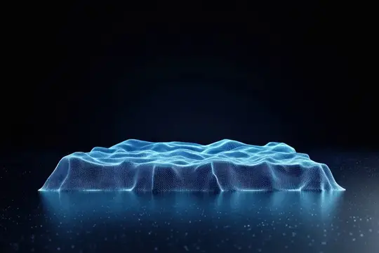3D-рендер светящегося айсберга в тёмной воде