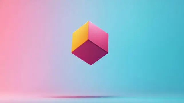 3D-рендер разноцветного куба в воздухе на градиентном фоне