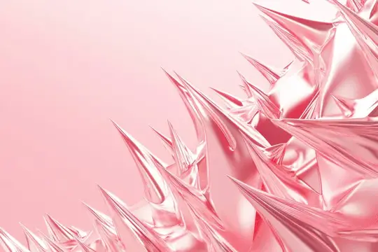 3D-рендер с розовыми острыми металлическими шипами на нежном фоне