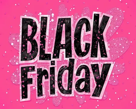 Яркая надпись Black Friday на розовом фоне с брызгами