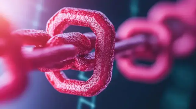 3D-рендер розовой металлической цепи крупным планом