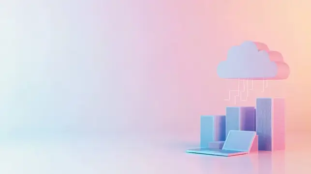 3D-рендер облачных вычислений с ноутбуком и растущим графиком
