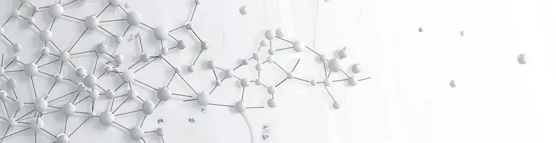 Белые молекулярные соединения создают научное и современное ощущение на мягком, светлом фоне
