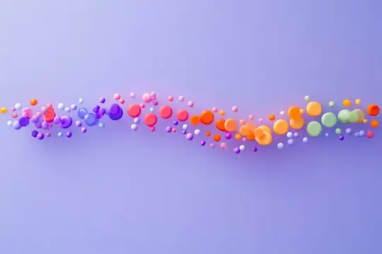 3D-рендер с разноцветными шариками на сиреневом фоне