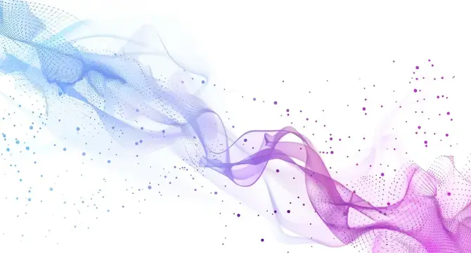Абстрактная композиция из синих и фиолетовых волнистых сетчатых линий