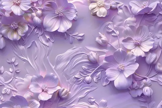 3D-рендер с нежными сиреневыми цветами и лепестками
