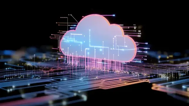 3D-рендер светящегося облака над микросхемой
