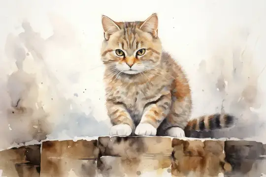 Портрет, фон, иллюстрация, акварельный рисунок, пушистый кот, изолированное животное, кошачье, млекопитающее, домашний питомец, фон, рисунок, белый, милый, мех, искусство, домашний котенок, рука