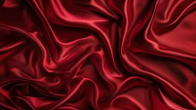 Чувственная текстура красной атласной ткани с элегантными складками и драпировками для концепции дизайна моды и красоты