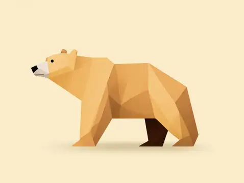 Геометрическая иллюстрация идущего бурого медведя