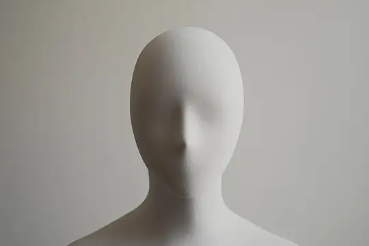 3D-рендер безликой манекенной головы на сером фоне