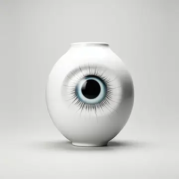 3D-рендер белой вазы с большим глазом на боку