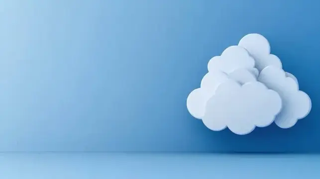 3D-рендер с белыми бумажными облаками на синем фоне