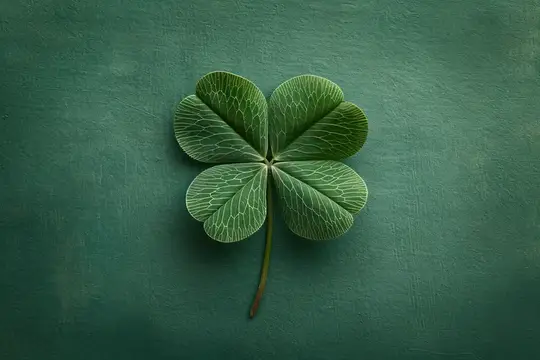 Четырёхлистный клевер с прожилками на зелёном фоне