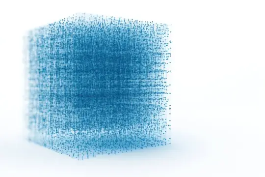 3D-рендер синего куба из множества мелких точек