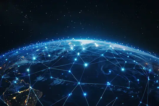 3D-рендер Земли с глобальной сетью светящихся связей