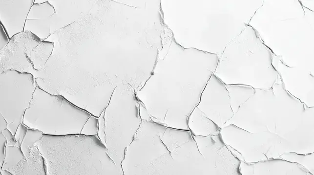 Высококачественная текстура треснувшей белой стены, идеально подходящая для фонов в дизайнерских проектах, подчеркивающая деревенское очарование и универсальность в различных художественных…
