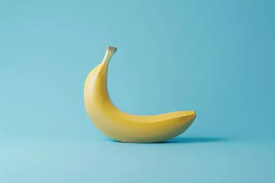 Тропический банан на ярко-синем фоне в 3D для фотосессии в социальных сетях с местом для текста, предназначенный для блогеров-путешественников и фуд-блогеров