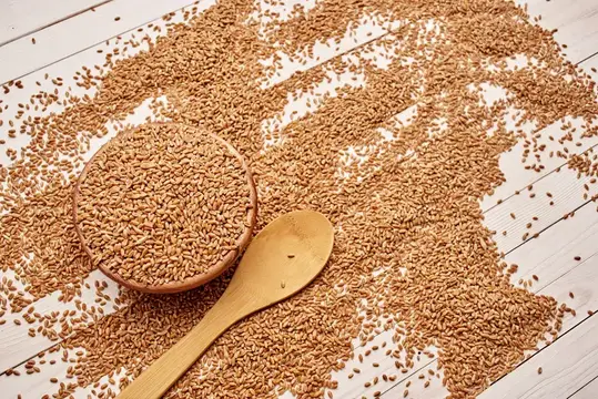 Крупы в пакете, кухонные продукты, вид сверху